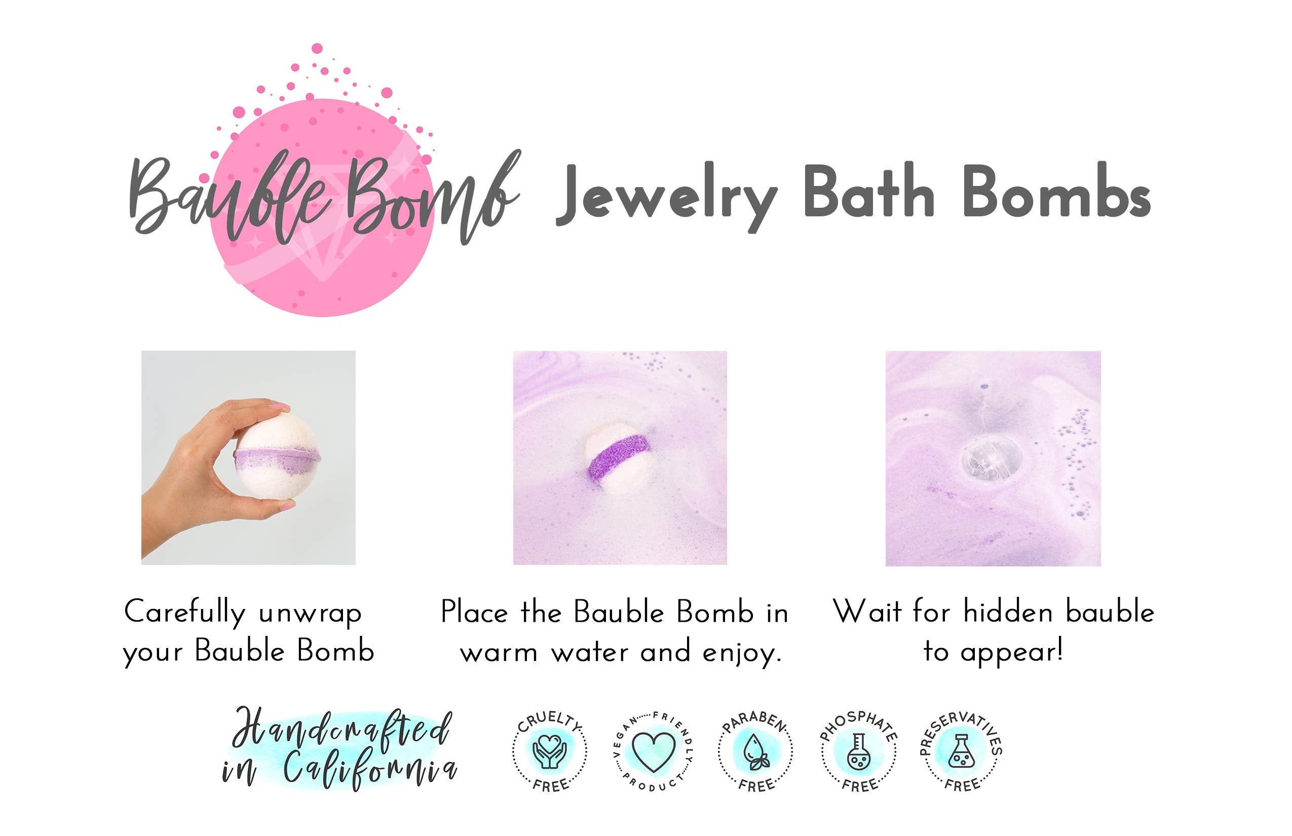 Bauble Bomb's Midnight Sapphire Jewelry Surprise Deluxe X Large 9 oz Bath Bomb Fizzies Made in USA, Cruelty Free! Ring Size 10