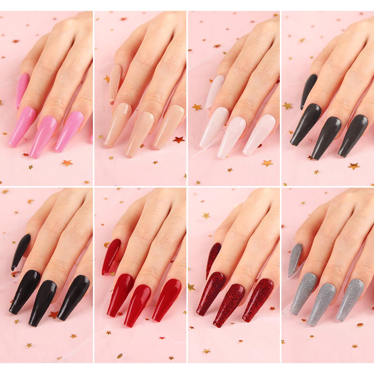 Lavender Violets Fast-Dry-Dip-Powder-Nail Kit of 8 Colors Rapid Dry Classic Acrylic-Dipping Powder System with Nail File J751