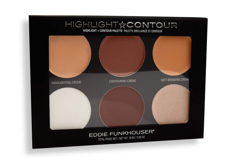 EDDIE FUNKHOUSER Contour and Highlight Palette - Cream and Powder Makeup Kit for Contouring and Highlighting, Cruelty Free and Paraben Free (Medium-to-Tan)