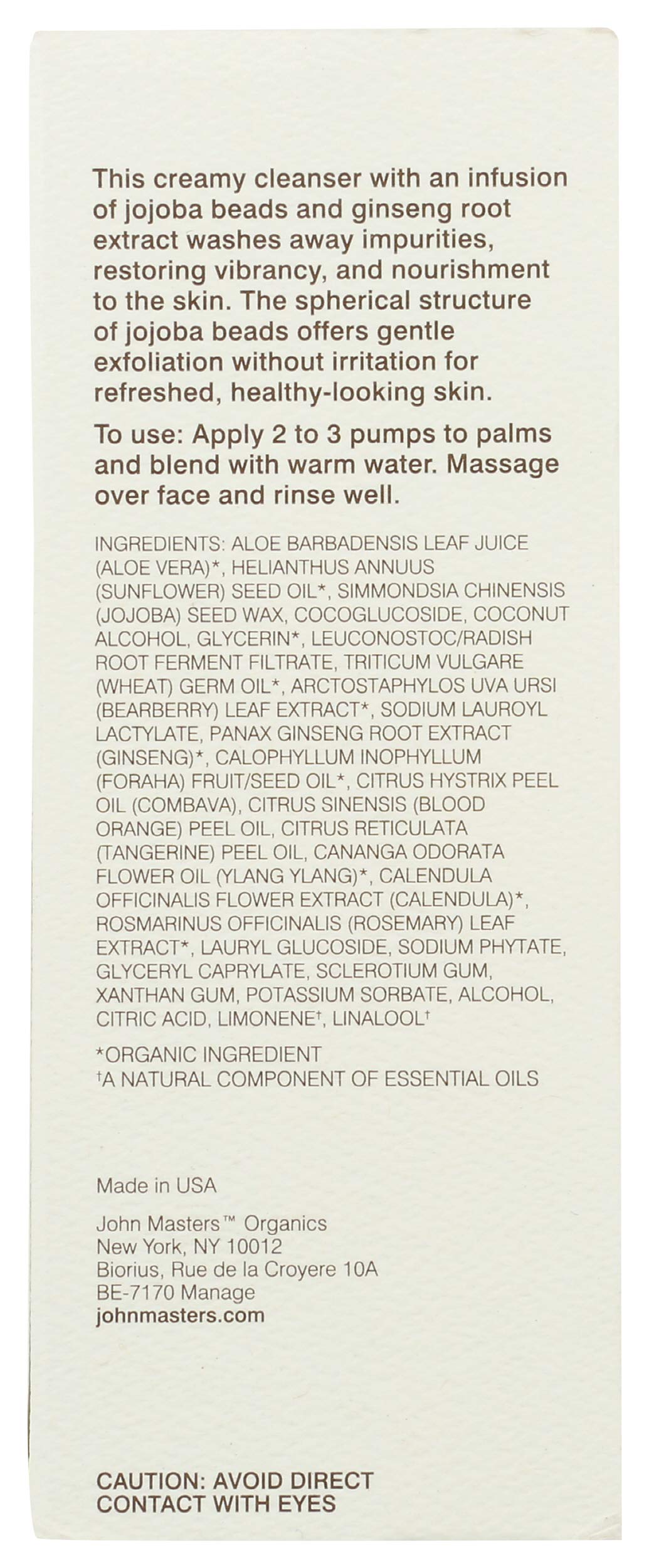 John Masters Organics - Jojoba & Ginseng Exfoliating Face Cleanser - 3.6 oz