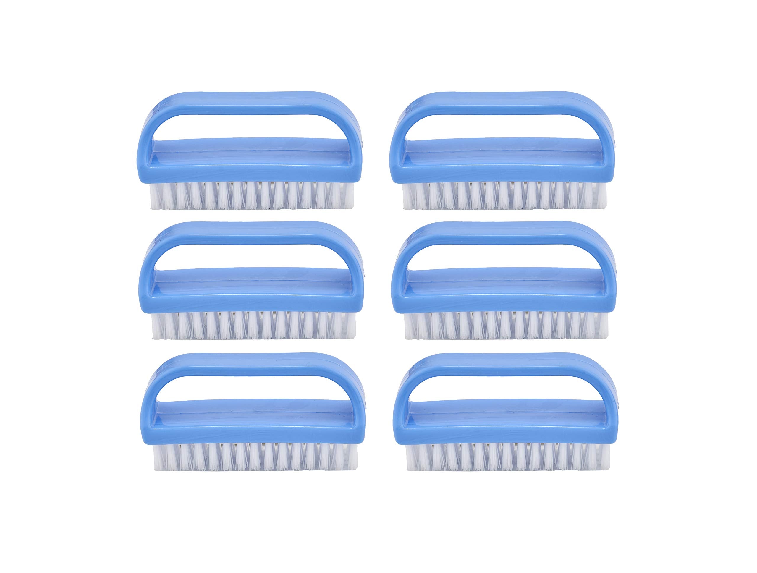 Superio Nail Brush Cleaner with Handle (6 Pack) Durable Scrub Brush to Clean Toes and Fingernails, All Purpose Hand Scrubber Cleaning Brush - Stiff Bristles, Easy to Use (6-Pack)