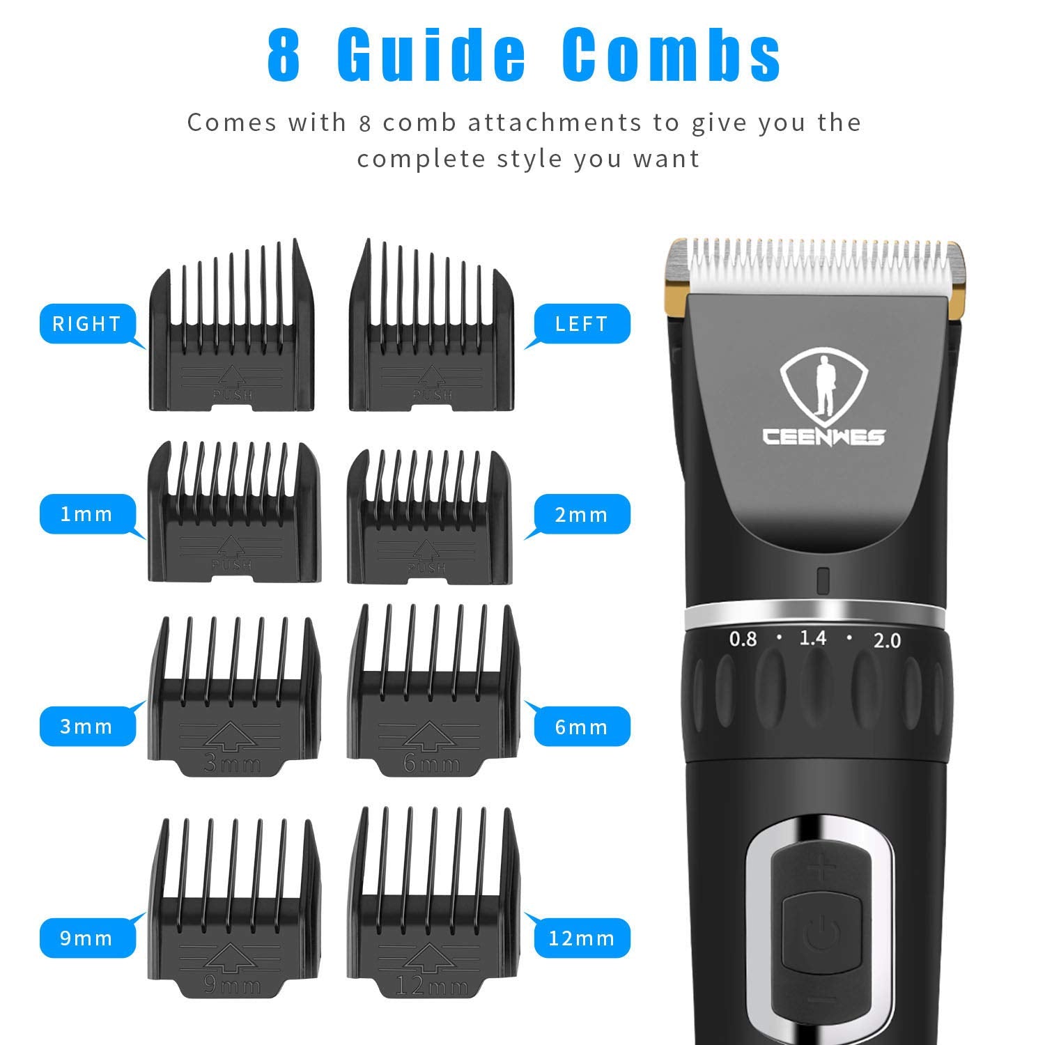 Ceenwes Hair Clippers Professional Heavy Duty Barber Shavers Machine 3-Speed Rechargeable Cordless Haircutting Tools for Men and Family Use