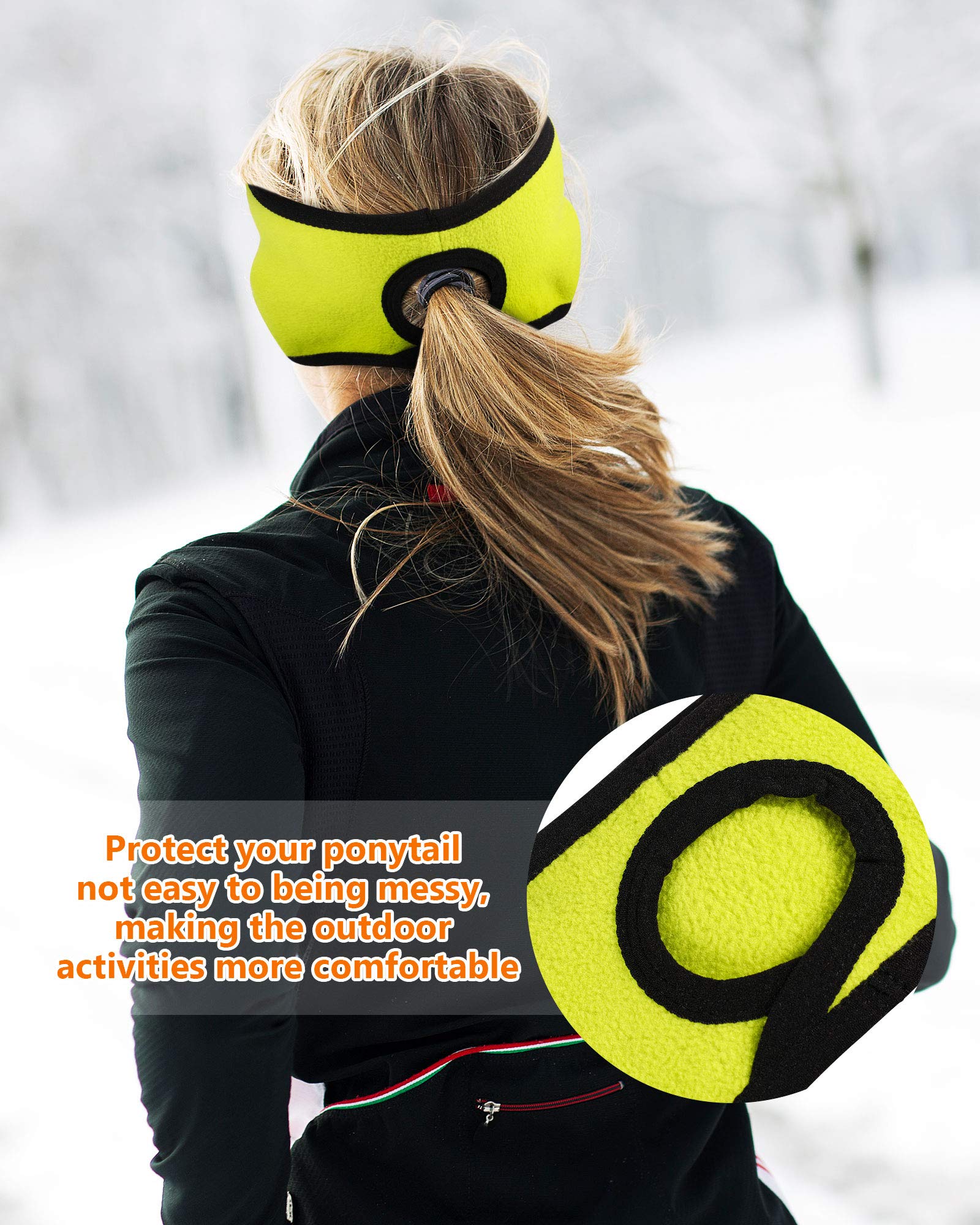 SATINIOR 4 Pieces Women's Fleece Ponytail Headband Winter Running Headband Ear Warmer Earband for Outdoor Sports