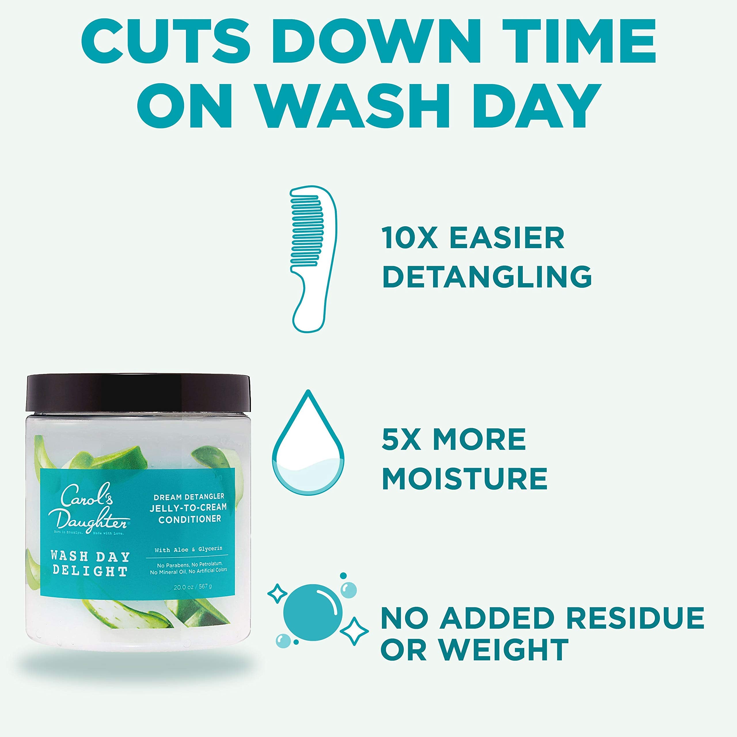 Carol’s Daughter Wash Day Delight Detangling Jelly-To-Cream Conditioner with Glycerin and Aloe, Paraben-Free for Moisture, Hydration and Shine, Aloe, 20 Oz