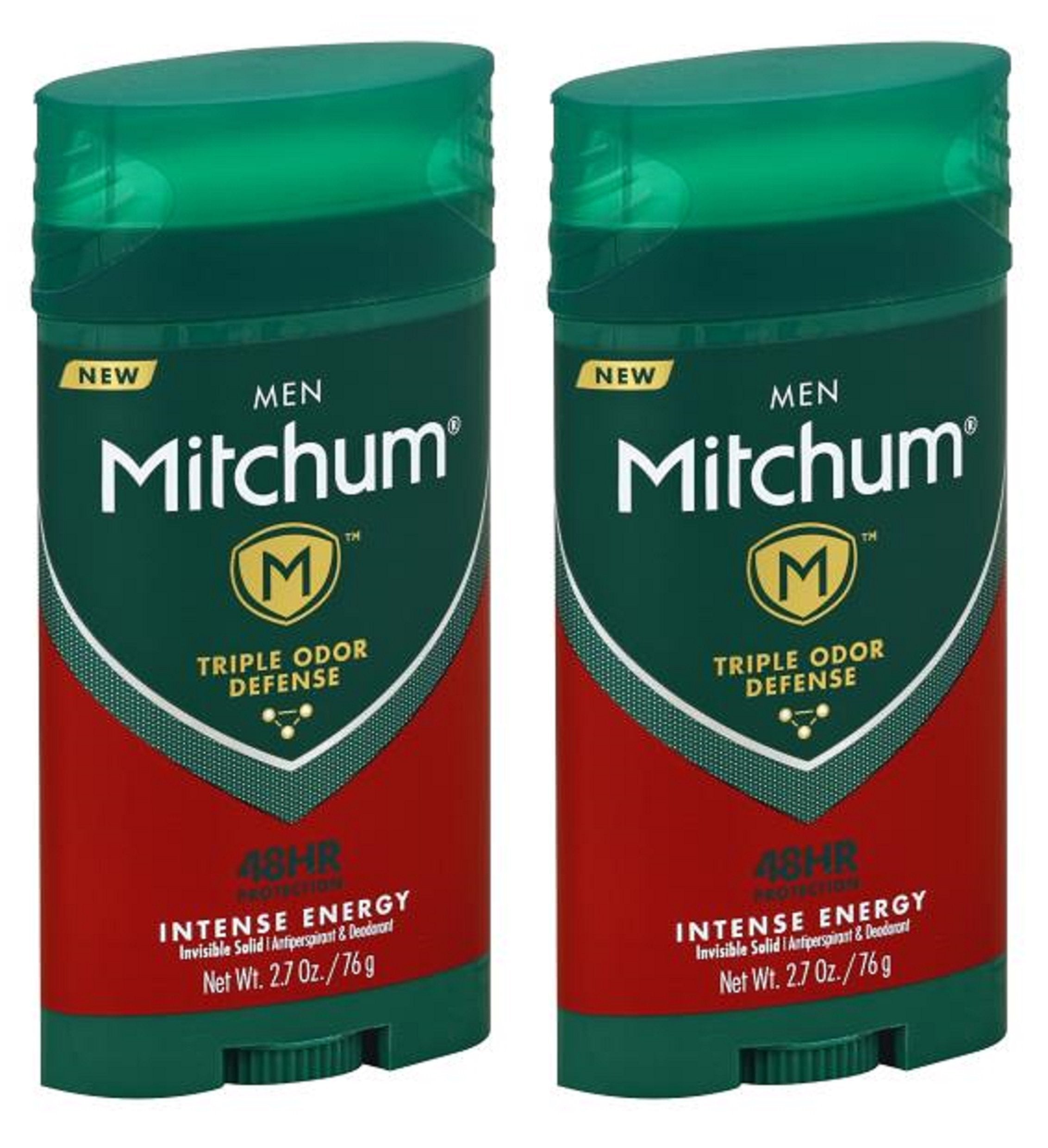 Mitchum Antiperspirant & Deodorant For Men - Invisible Solid - Intense Energy - Net Wt. 2.7 OZ (76 g) Per Stick - Pack of 2 Sticks