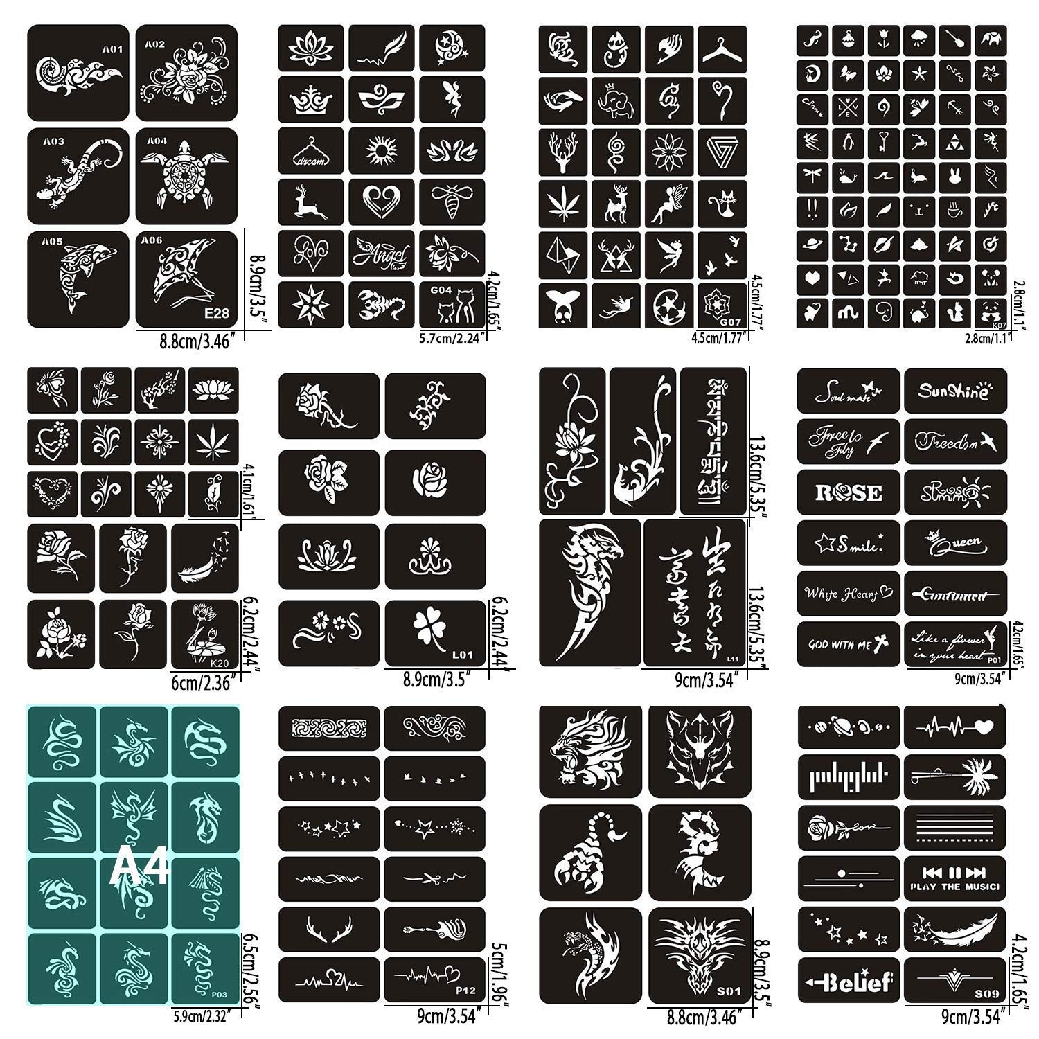 Henna Stencil Reusable 460+ Designs,Henna tattoo Template 24 Sheets,Christmas Temporary tattoo Stencils ,Airbrush Tattoo Stencils,Cool Stickers