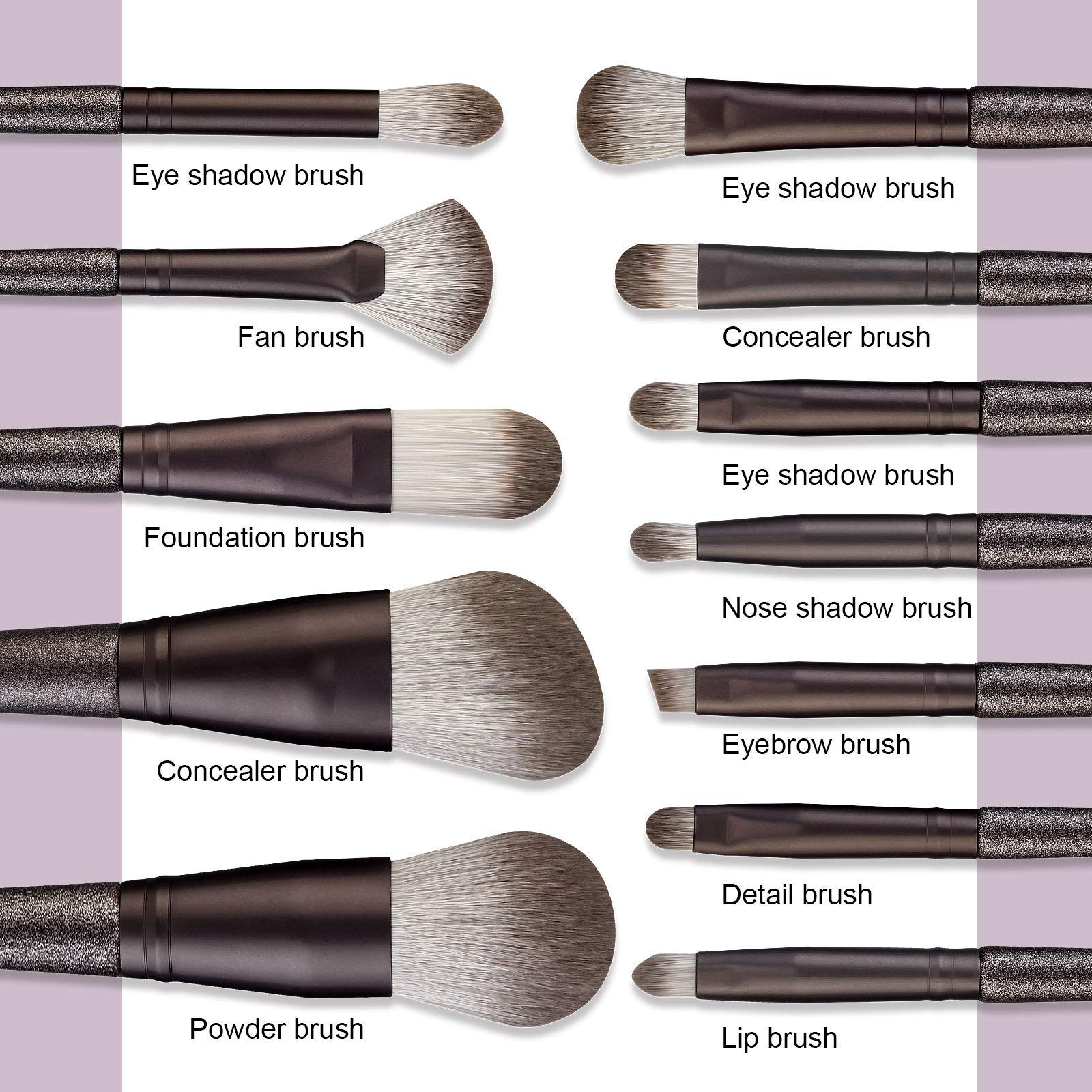 MAANGE Makeup Brushes,12 Pcs Professional Premium Synthetic Makeup Brush Set,Travel Foundation Powder Eyebrow Concealer Kabuki Make up Brushes Set Kit (Black)