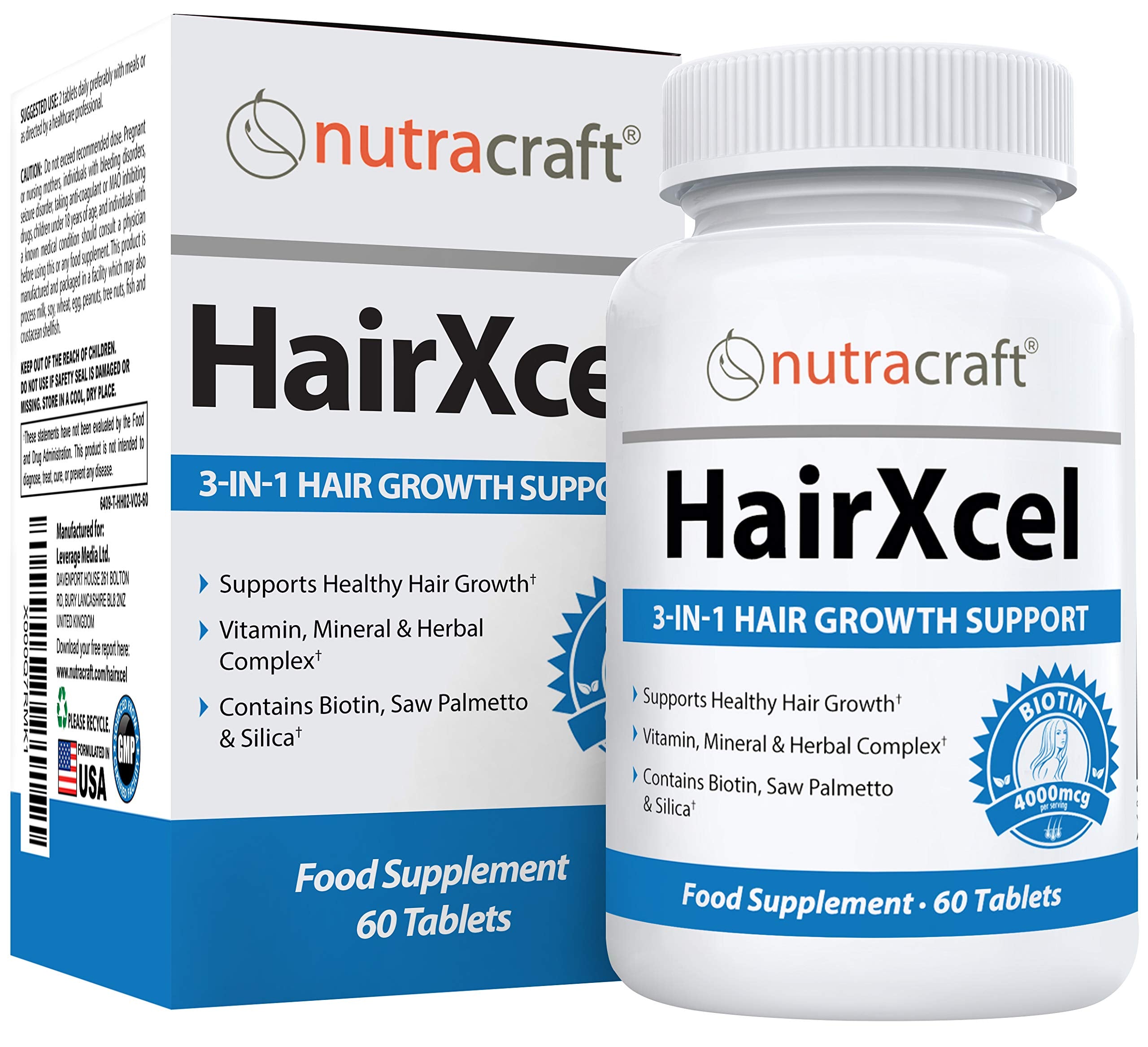 #1 Hair Loss Supplement & DHT Blocker - Natural 3-in-1 Remedy for Hair Recovery and Regrowth with Biotin for Hair Growth, DHT Blocking Herbs to Stop Thinning Hair Plus Vitamins - 60 Tablets