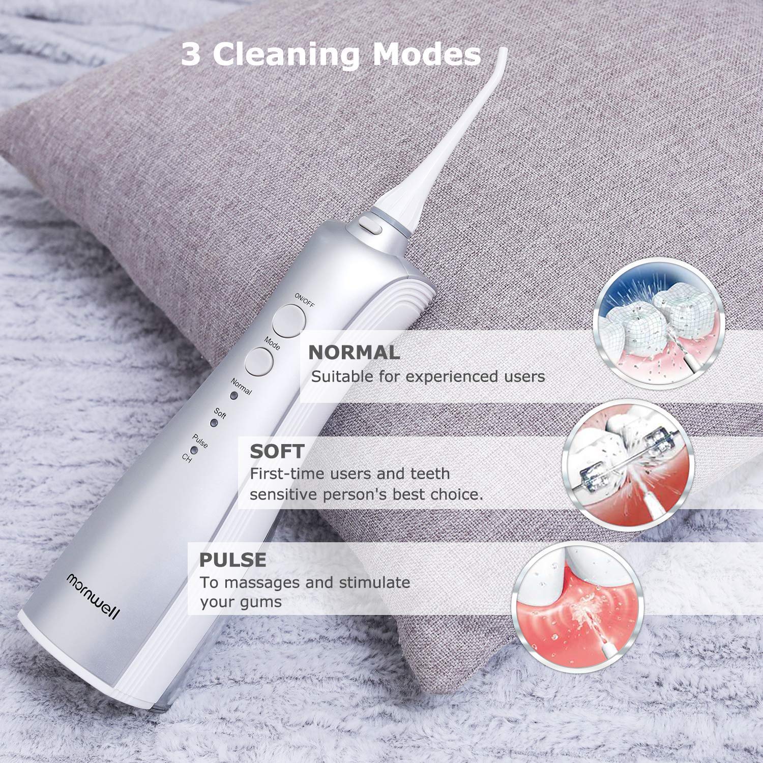 Mornwell Black Water Flosser and White Water Flosser Combination Set