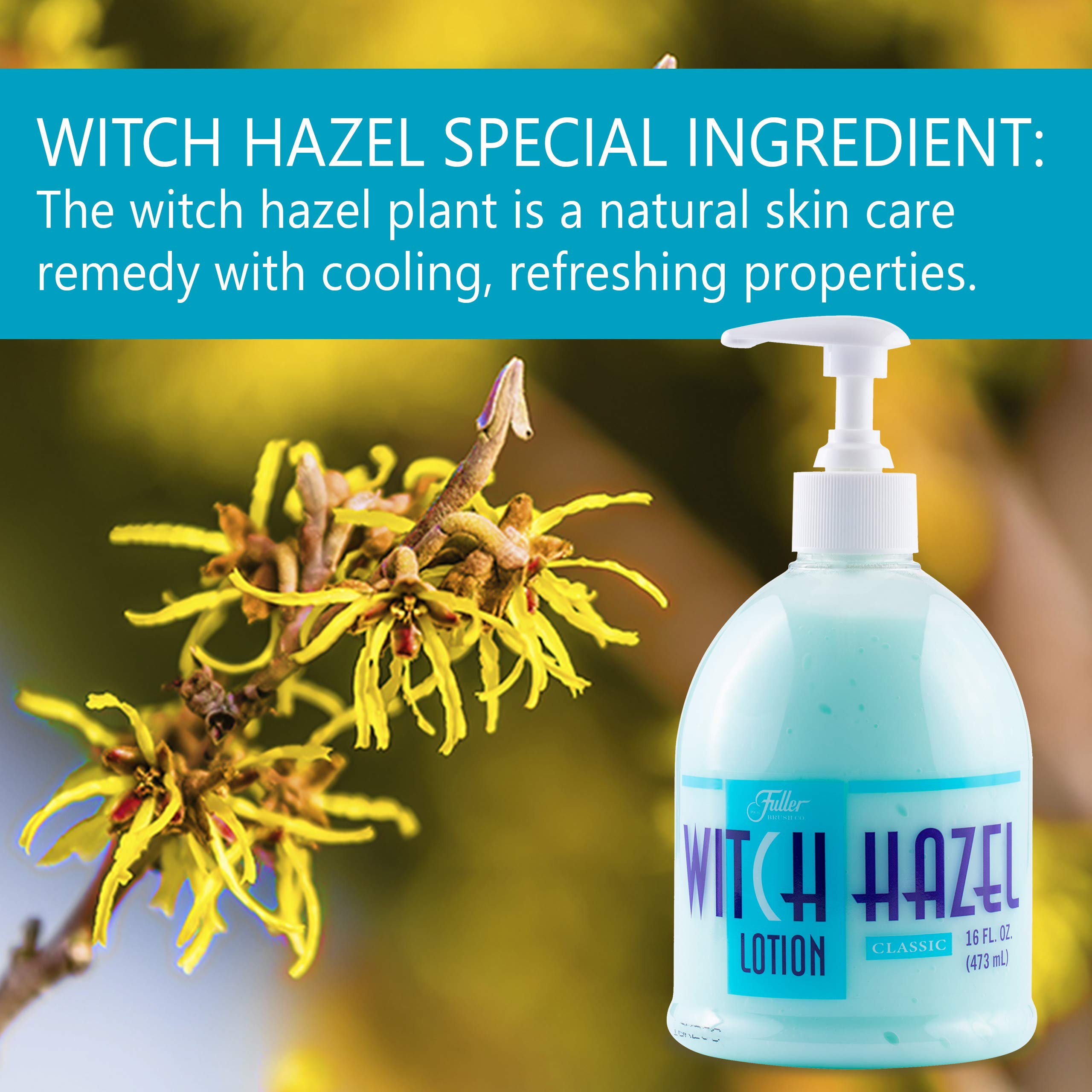 Fuller Brush Witch Hazel Lotion - Natural Moisturizing Cream For Dry Hands W/Pump - Itch Free Moisture For Dry Callous Hands - Moisturizer For Men & Women