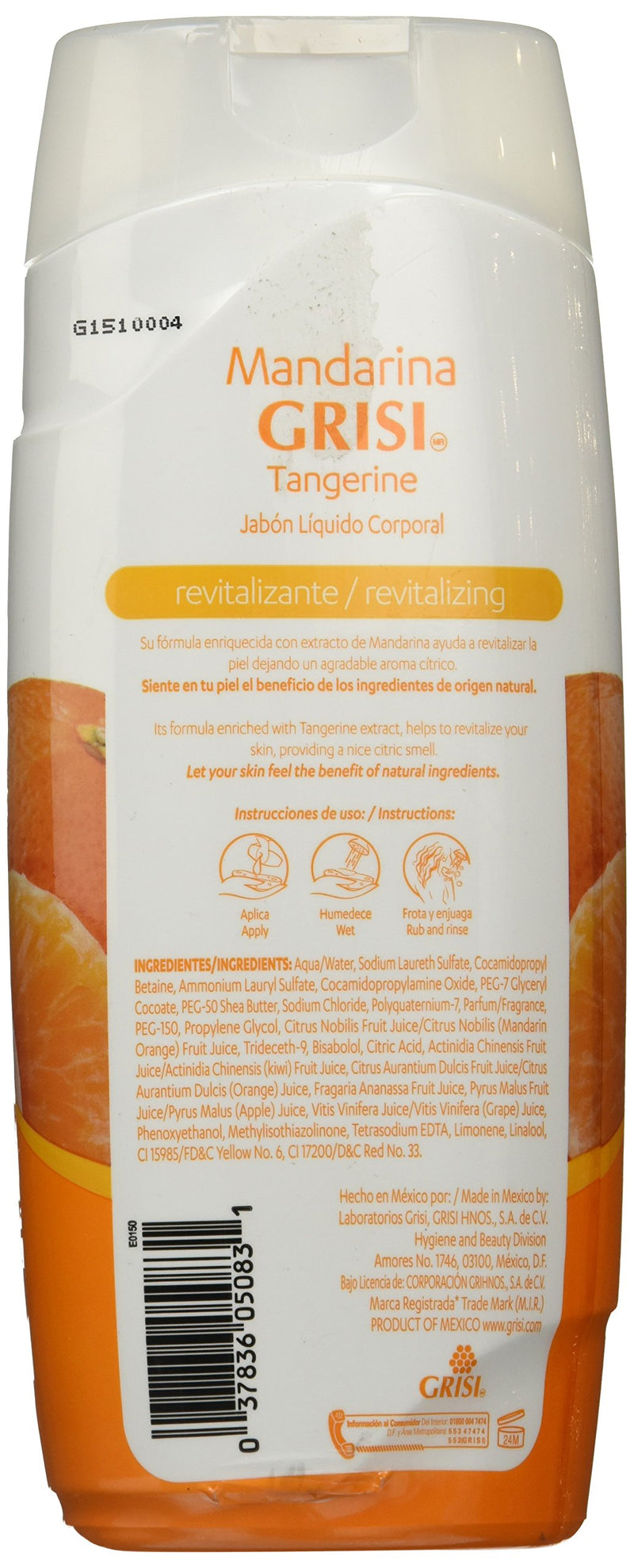 "Mandarina Grisi Shower Gel | Revitalizing Body Wash for All Skin Types, Bath Soap with Tangerine Provides a Pleasant Citrus Smell; 15.2 Fl Ounces"