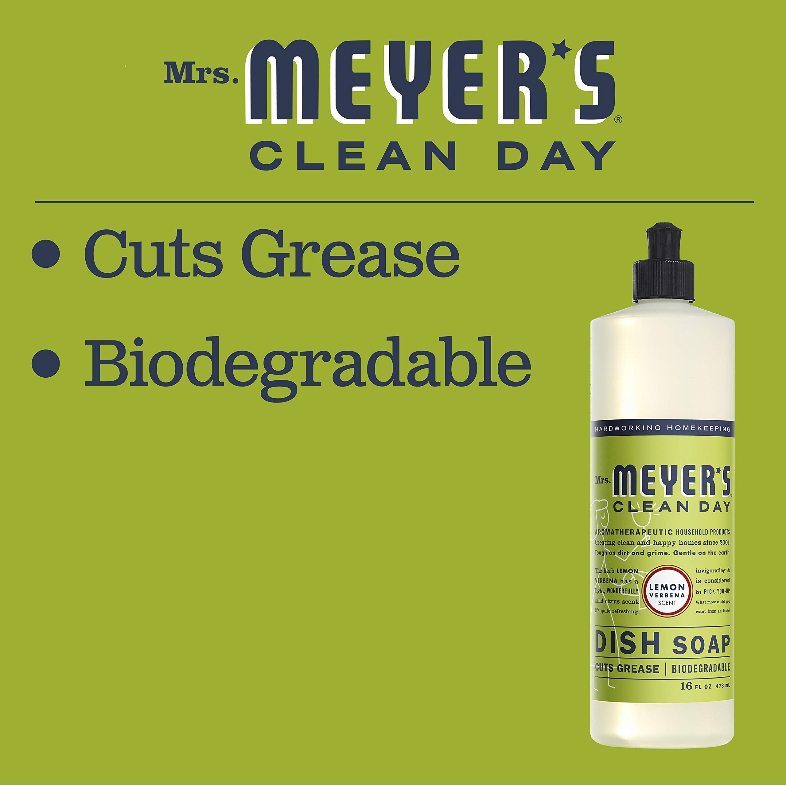 Mrs. Meyer's Clean Day Kitchen Essentials Set, Includes: Hand Soap, Dish Soap, and Multi-Surface Cleaner, Lemon Verbena Scent, 3 Count Pack
