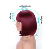 OkeBeauty Burgundy Short Bob Wig with Bangs 12 inches straight Bob Wigs for Women Synthetic Heat Resistant Wigs Cosplay Bob Wigs Wine Red (118/BUG)