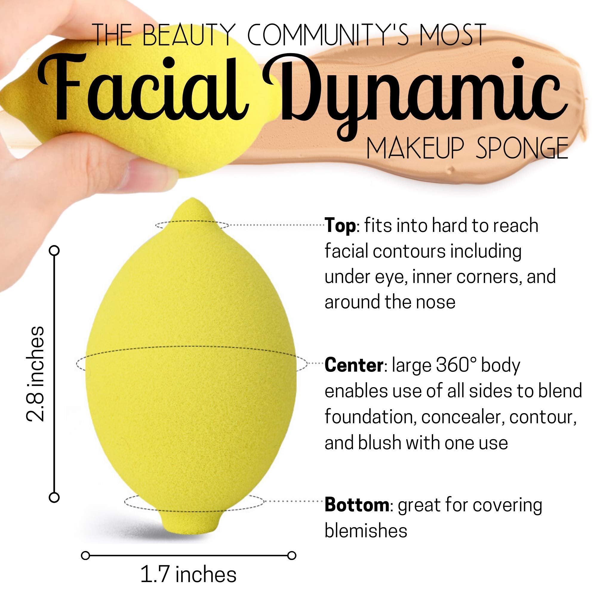 Thirsty Lemon Makeup Sponge by Ally Things Beauty | Yellow Lemon Shaped Makeup Blender for Liquid Foundation, Cream or Powder Blending - Cosmetic Applicator - Cute & Latex-Free Daily Beauty Sponge