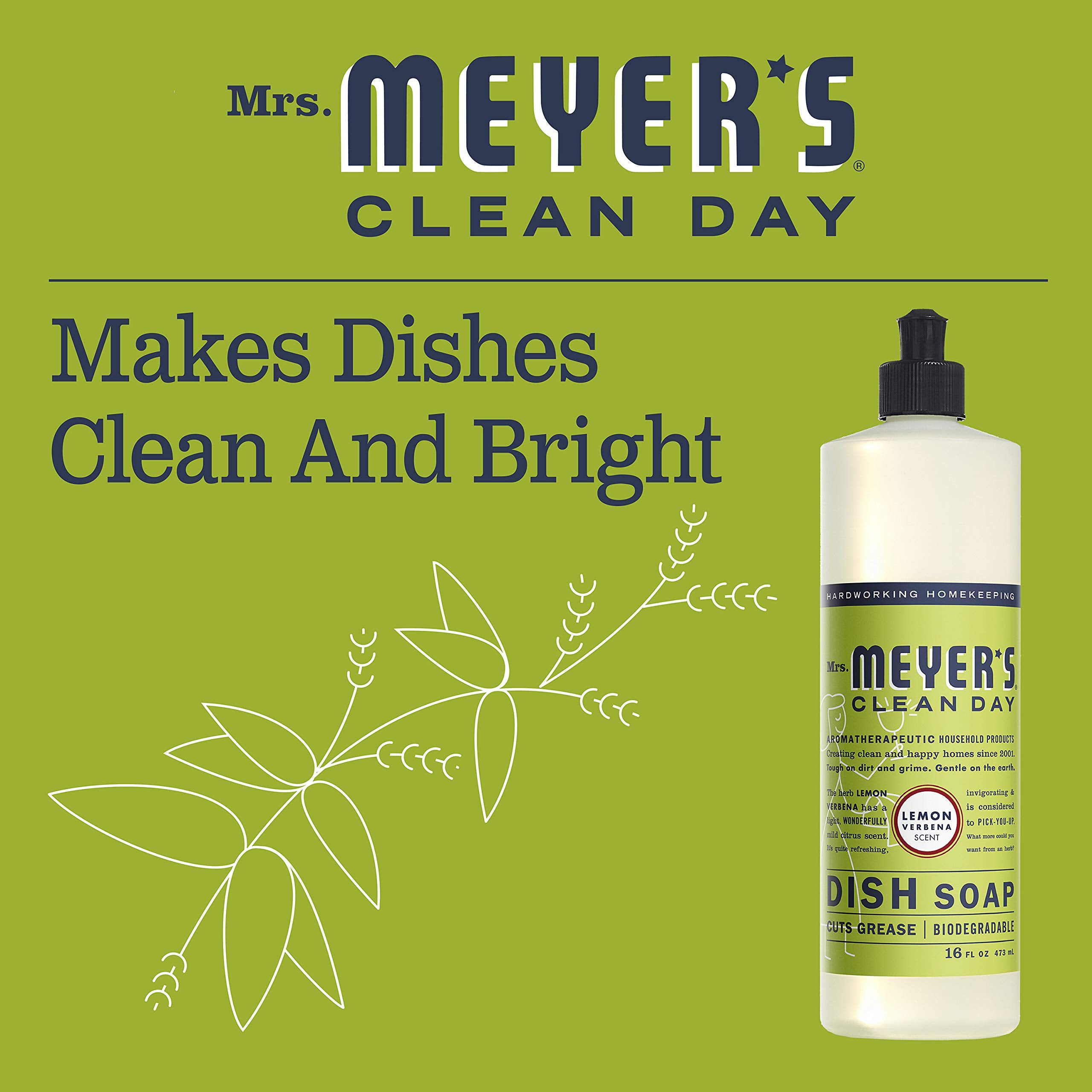 Mrs. Meyer's Clean Day Kitchen Essentials Set, Includes: Hand Soap, Dish Soap, and Multi-Surface Cleaner, Lemon Verbena Scent, 3 Count Pack