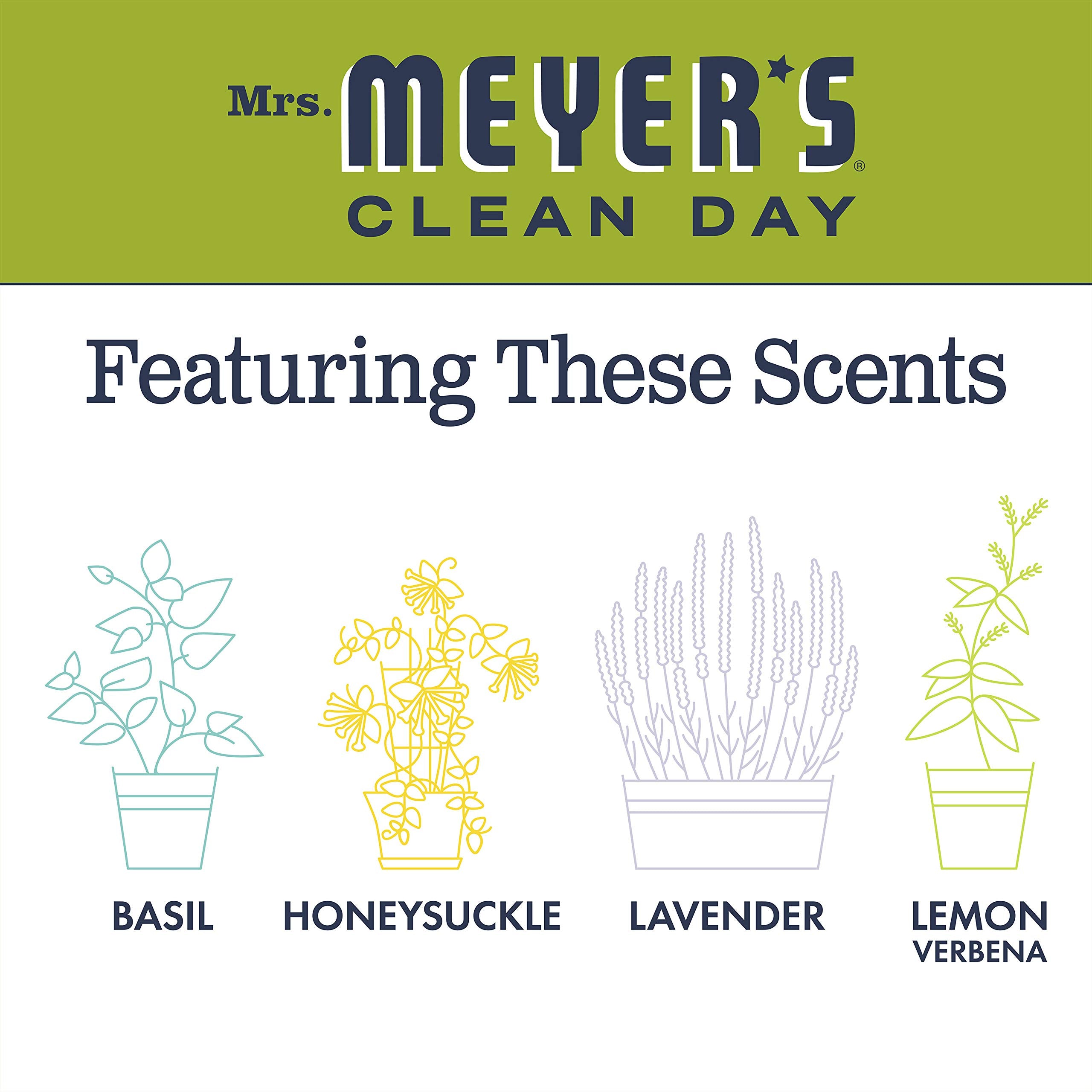 Mrs. Meyer's Clean Day Kitchen Essentials Set, Includes: Hand Soap, Dish Soap, and Multi-Surface Cleaner, Lemon Verbena Scent, 3 Count Pack