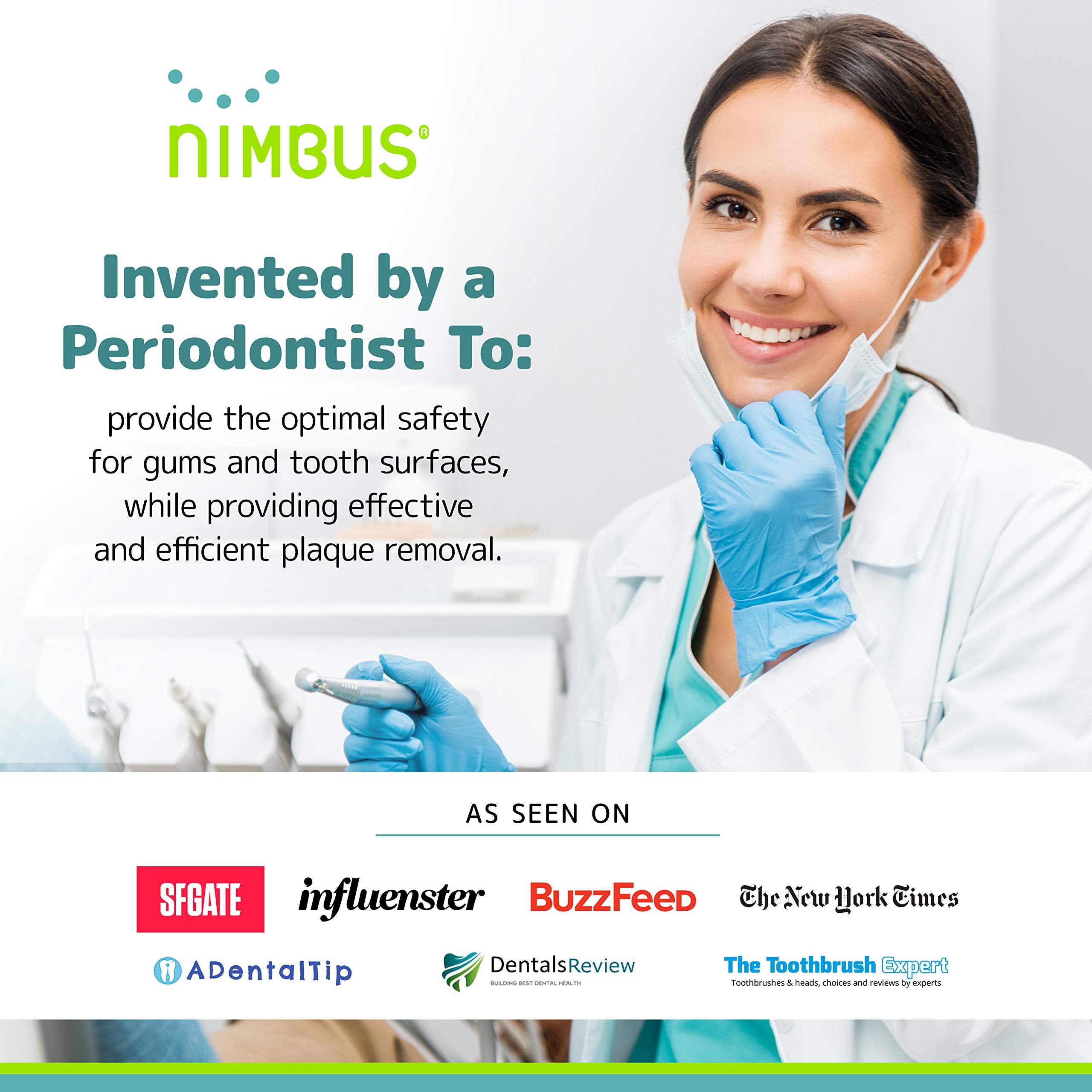 Nimbus Extra Soft Toothbrushes (Compact Size Head), Periodontist Design Tapered Bristles for Sensitive Teeth and Receding Gums, Individually Wrapped Plaque Remover Travel Toothbrush (5 Pack, Colors May Vary)