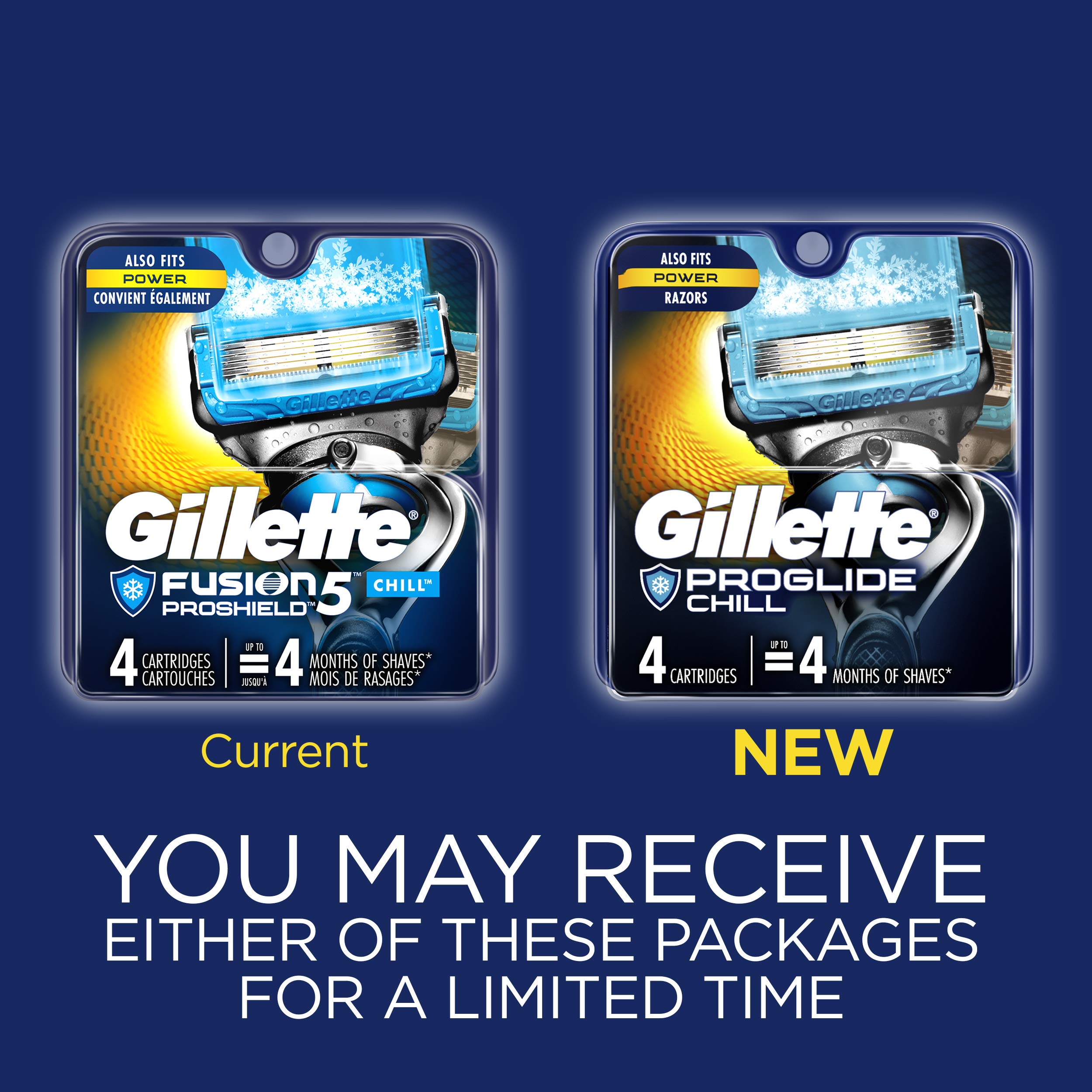 Gillette ProGlide Chill Men’s Razor Blades, 4 Blade Refills