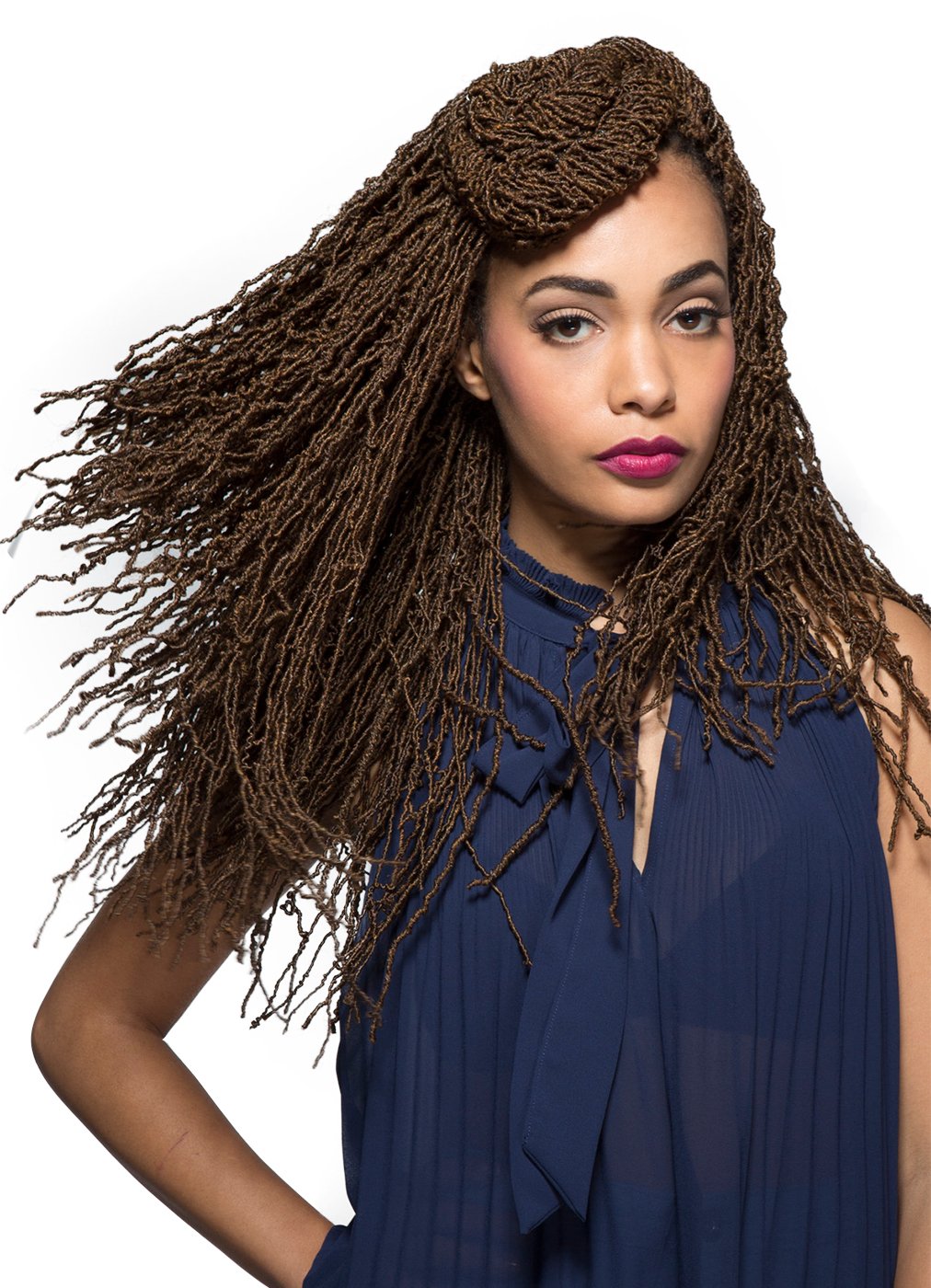 "NEW BOBBI BOSS BRAID" SISTER LOC MICRO LOCS 18" HAND MADE Braid, Locks (1 pack-M2/Blue)