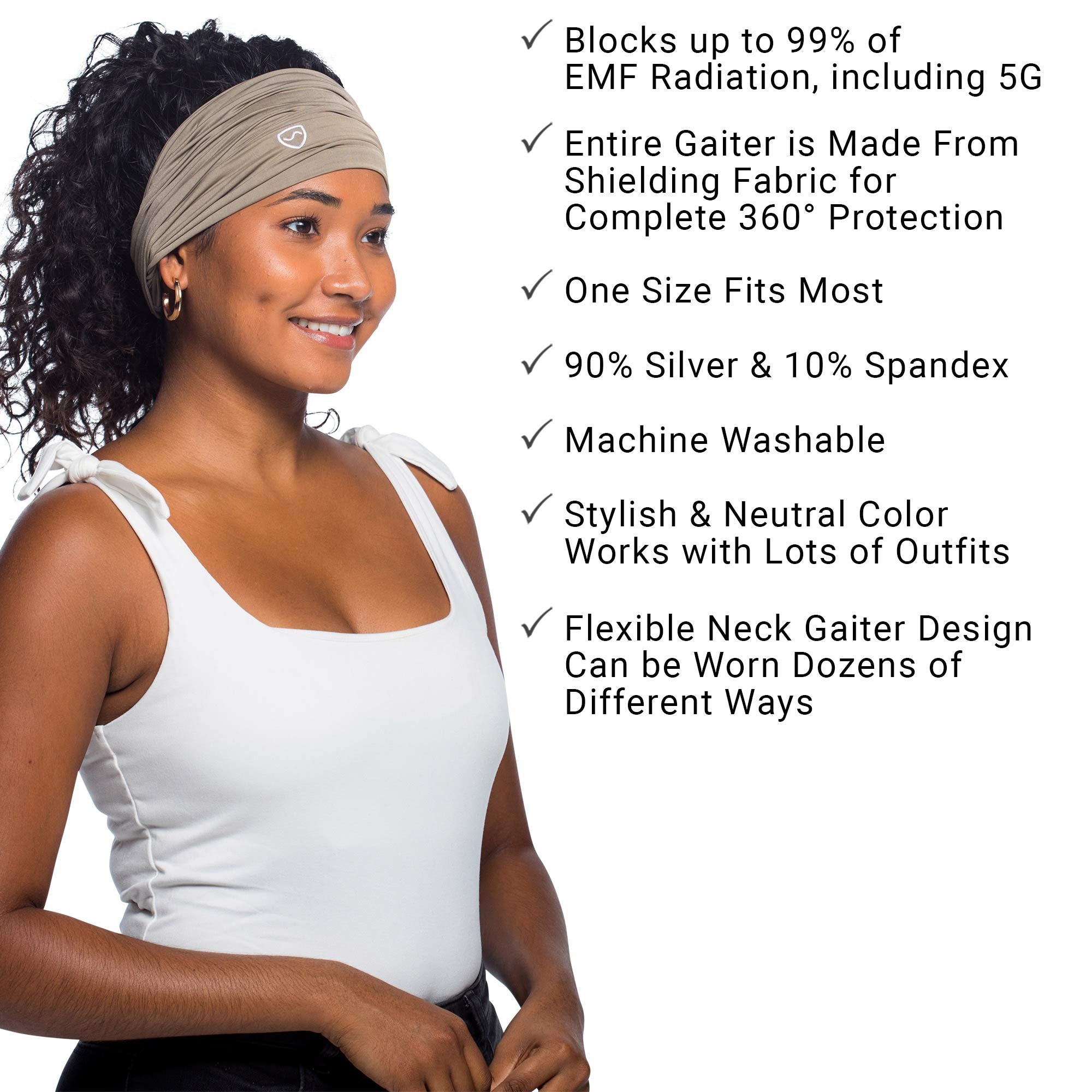 SYB Neck Gaiter, Flexible, Versatile Unisex EMF Radiation Protection, 90% Silver
