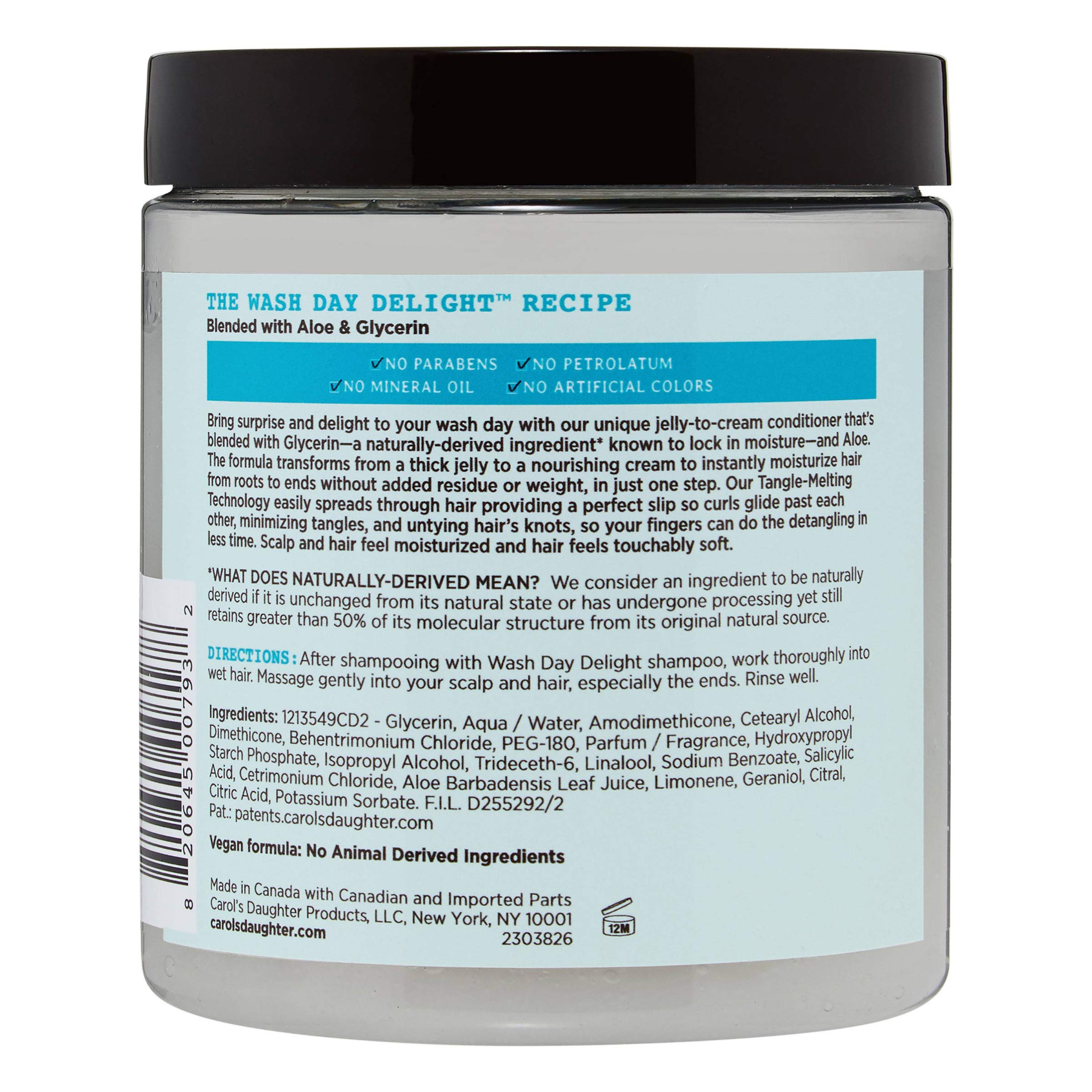 Carol’s Daughter Wash Day Delight Detangling Jelly-To-Cream Conditioner with Glycerin and Aloe, Paraben-Free for Moisture, Hydration and Shine, Aloe, 20 Oz