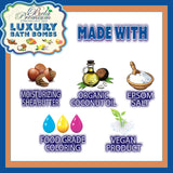 Bela Luxury Bath Bombs, Top 6 Scents, USA Made, Moisturizing Shea Butter and Organic Coconut Oil, Great Holiday Gift Sets, 4.5oz. Each - 6 Pack
