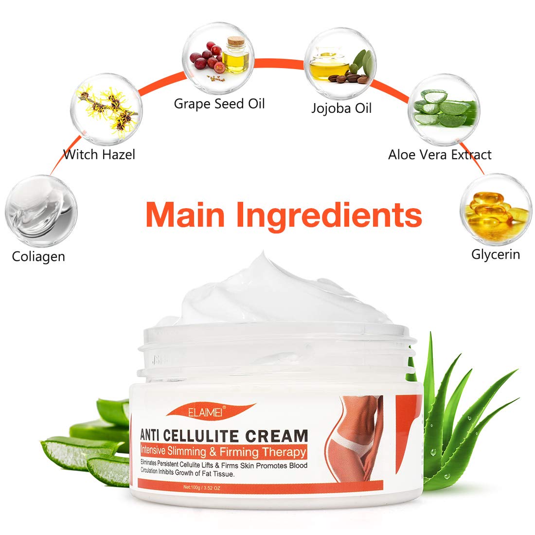 Anti Cellulite Cream, Slimming Cream for Tummy, Abdomen, Belly & Waist - Firming Cream - Hot Cream for Weight Loss 100g