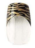 Cala Party Nails Pre-glued Presse on 2x Sets of 12 Nails Each Pack Total of 24 Nails in Color Black and Gold Zebra #88024 + A-viva Eco Nail File