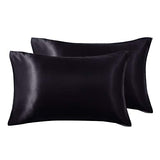 Love's cabin Silk Satin Pillowcase for Hair and Skin (Black, 20x26 inches) Slip Pillow Cases