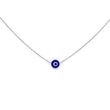 Stainless steel Silver Chain with Blue Evil Eye Bead Delicate Necklace