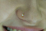 Thin 14k Gold Filled Tiny Nose Ring Hoop - 2 mm White Opal piercing Nose Hoop