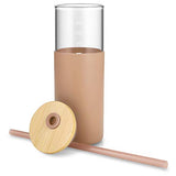 Tronco 24oz Glass Tumbler Glass Water Bottle Straw Silicone Protective Sleeve Bamboo