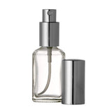 Riverrun Perfume Atomizer, Square Glass Bottle, Silver Sprayer 1 oz 30ml (Set of 2)