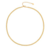 4mm Cuban Chain Link Necklace 18k Gold Curb Chain Choker Minimalist Jewelry