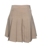 Hoerev Women Girls Short High Waist Pleated Skater Tennis School Skirt Beige