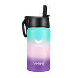 Vmini Water Bottle with Straw, Kids Water Bottle with Wide Rotating Handle Straw Lid