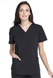 CHEROKEE Workwear WW Professionals V-Neck Top, WW665, XXS, Black