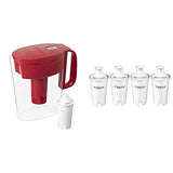 Brita Water Pitcher with 1 Filter, 5 Cup, Red & Standard Replacement Filters for Pitchers