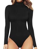 MANGOPOP Women's Mock Neck/Turtle Neck Long Sleeve Modal Bodysuit Jumpsuit
