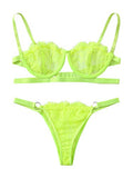 SheIn Women's 2 Piece Sexy Lace Strap Bralette Bra and Panty Lingerie Set