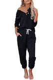 AUTOMET Women Sweatsuit Sets 2 Piece Long Sleeve Button up Pullover