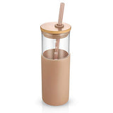 Tronco 24oz Glass Tumbler Glass Water Bottle Straw Silicone Protective Sleeve Bamboo