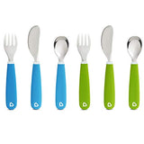 Munchkin Splash Toddler Fork, Knife and Spoon Set, 6 Pack, Blue/Green