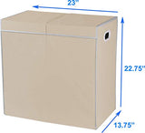 Simple Houseware Double Laundry Hamper with Lid and Removable Laundry Bags, Beige