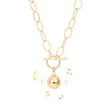 18k Gold Chunky Chain Necklace for Women Harmony Ball Pendant Toggle Clasp