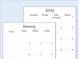 2021 Monthly Planner Calendar Refill Pages for 9 Disc Planners