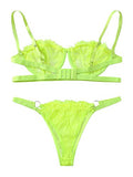 SheIn Women's 2 Piece Sexy Lace Strap Bralette Bra and Panty Lingerie Set