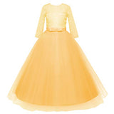 Flower Girls Pageant Ball Gowns Kids Chiffon Embroidered Tulle Wedding Party