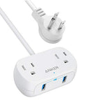 Anker Power Strip with USB PowerExtend USB 2 mini, 2 Outlets, and 2 USB Ports, Flat Plug, 5 ft Extension Cord