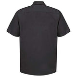 Red Kap Men's Standard Industrial Work Shirt, Regular Fit, Short Sleeve, Black, Small